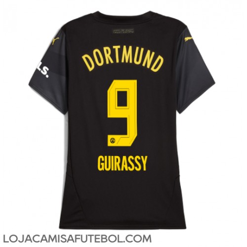 Camisa de Futebol Borussia Dortmund Serhou Guirassy #9 Equipamento Secundário Mulheres 2024-25 Manga Curta